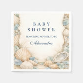 Neutral Seaside Shells Baby Shower Serviette (Vorderseite)
