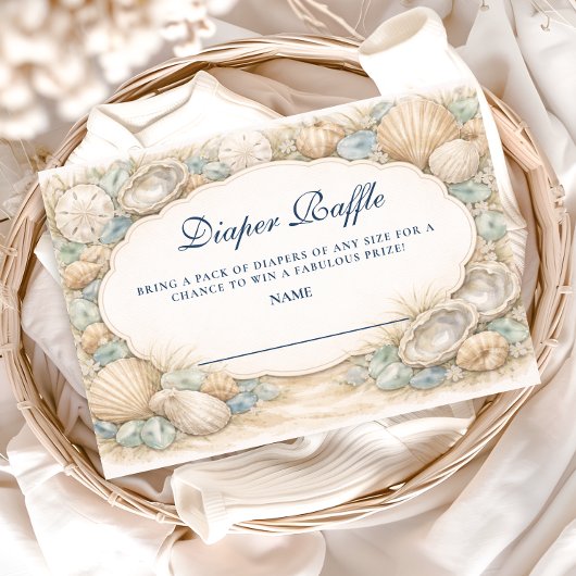 Neutral Seaside Shells Diapper Raffle Begleitkarte