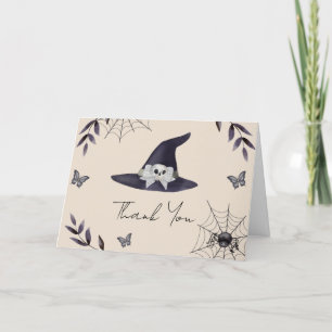 Neutral Simple Little Boo Witch Hat Baby Dusche Dankeskarte