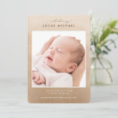 Neutral Simple Ombre Foto Geburtsankündigung Einladung (Stehend Vorderseite)