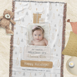 Neutral Soft Baby's 1st Photo Christmas Decke