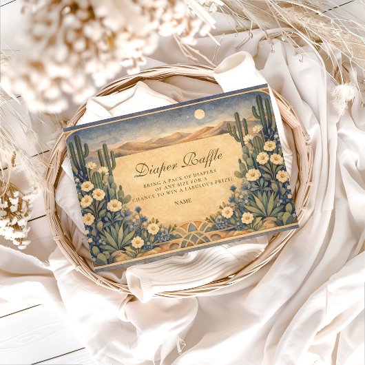 Neutral Southwest Cactus Botanical Diapper Raffle  Begleitkarte