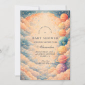 Neutral Space Planets Stars Baby Shower Einladung (Vorderseite)