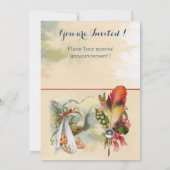 NEUTRAL STORK BABY DUSCHE WEISS GEMSTONE MONOGRAM EINLADUNG (Rückseite)