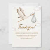 Neutral Stork Baby Shower – Gender Neutral Design Dankeskarte (Vorderseite)