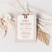 Neutral Striped Bow Baby Shower Einladung