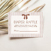 Neutral Striped Bow Diaper Raffle Begleitkarte