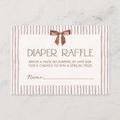Neutral Striped Bow Diaper Raffle Begleitkarte (Vorderseite)