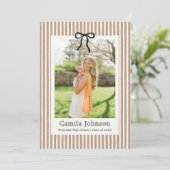 Neutral Striped Graduation Invitation Einladung (Stehend Vorderseite)