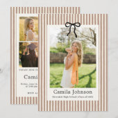 Neutral Striped Graduation Invitation Einladung (Vorne/Hinten)