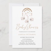 Neutral Sweet Boho Mobile Baby Dusche Einladung (Vorderseite)