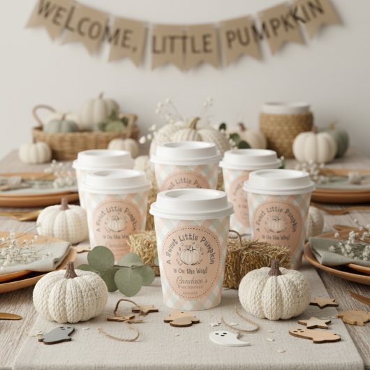 Neutral Sweet Little Pumpkin Baby Shower Pappbecher
