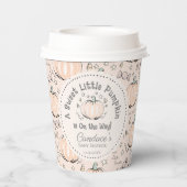Neutral Sweet Little Pumpkin Baby Shower Pappbecher (Rückseite)