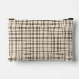  Neutral Tan and Beige Fine Tartan Zubehörtasche