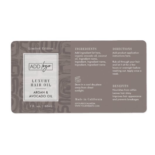 Neutral Tan Bohemian Logo 2OZ Dropper Bottle (Vorne)