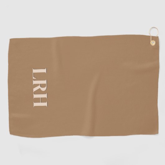 Neutral Tan Brown Modern Classic Initial Monogram Golfhandtuch (Horizontal)