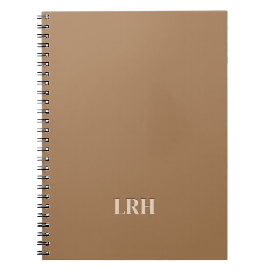 Neutral Tan Brown Simple Initial Monogram Notizblock (Vorderseite)