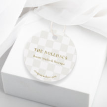 Neutral Tan Checkerboard Boutique Packing Hang