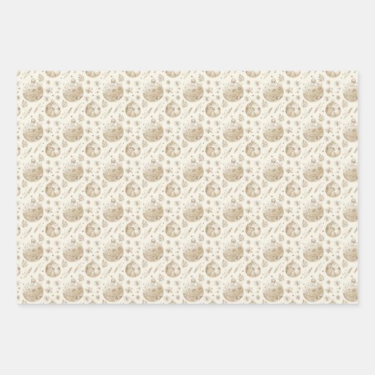 Neutral Tan Festive Weihnachtsbilder Geschenkpapier Set (Vorderseite 3)