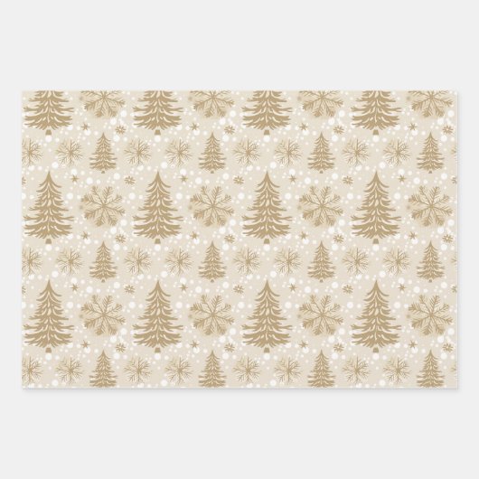Neutral Tan Festive Weihnachtsbilder Geschenkpapier Set (Vorderseite)