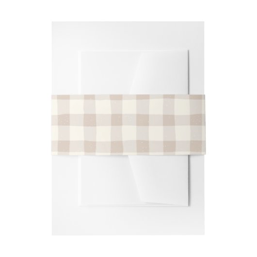 Neutral Tan Gingham Einladungsbanderole (Vorderseite Beispiel)
