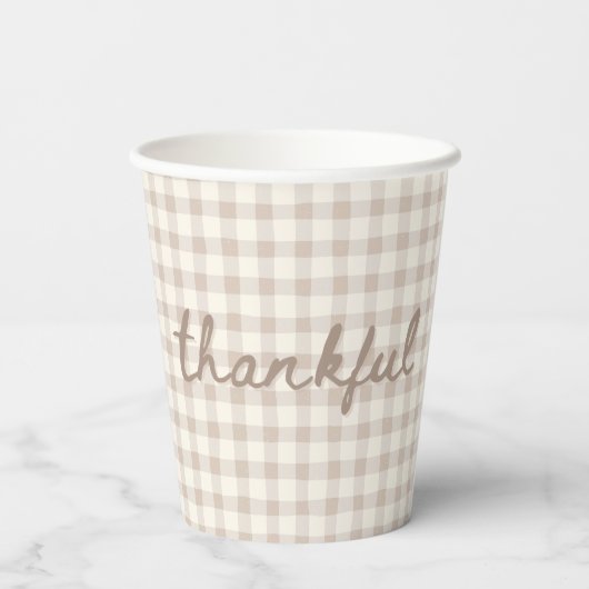 Neutral Tan Gingham  Pappbecher (Rückseite)