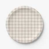 Neutral Tan Gingham Pappteller (Vorderseite)