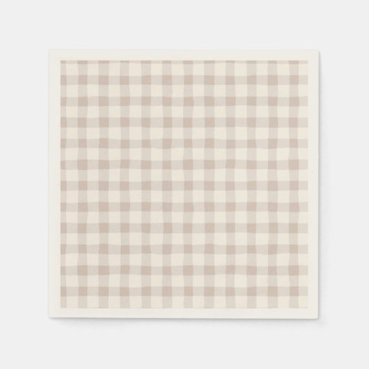 Neutral Tan Gingham Serviette (Vorderseite)