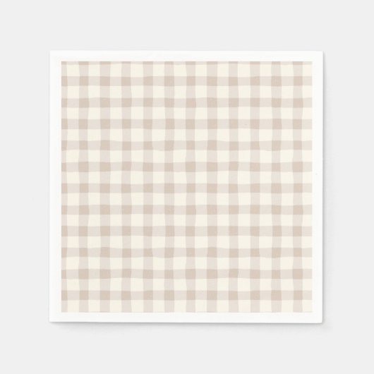 Neutral Tan Gingham Serviette (Vorderseite)