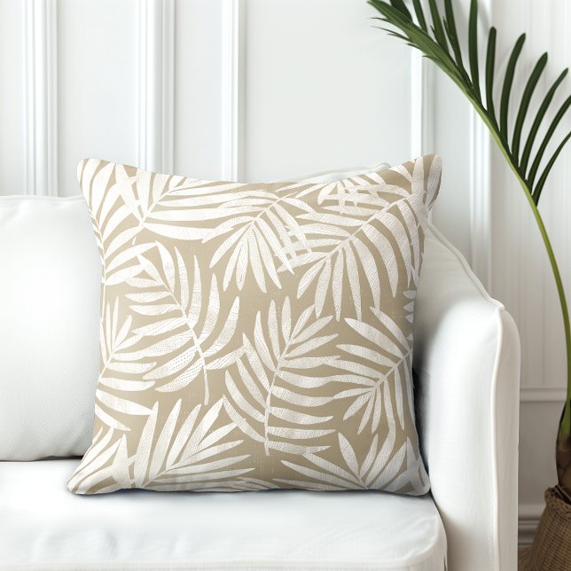 Neutral-Tan-Palm-Blätter Kissen (Von Creator hochgeladen)
