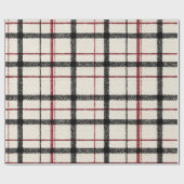 Neutral tartan white black and red geschenkpapier (Flach)