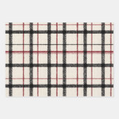 Neutral tartan white black and red geschenkpapier set (Vorderseite)