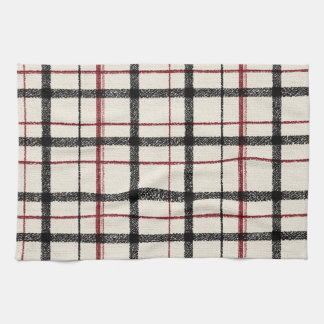 Neutral tartan white black and red geschirrtuch