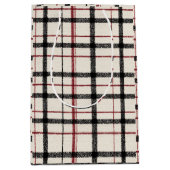 Neutral tartan white black and red mittlere geschenktüte (Vorderseite)