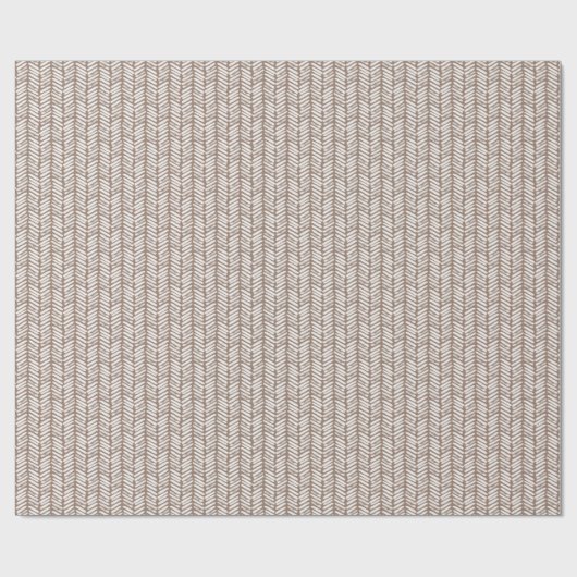 Neutral Taupe Beige Brown White Zigzag Streifen Geschenkpapier (Flach)