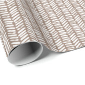 Neutral Taupe Beige Brown White Zigzag Streifen Geschenkpapier (Rolleneckpunkt)