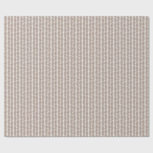 Neutral Taupe Beige Brown White Zigzag Streifen Geschenkpapier (Flach)