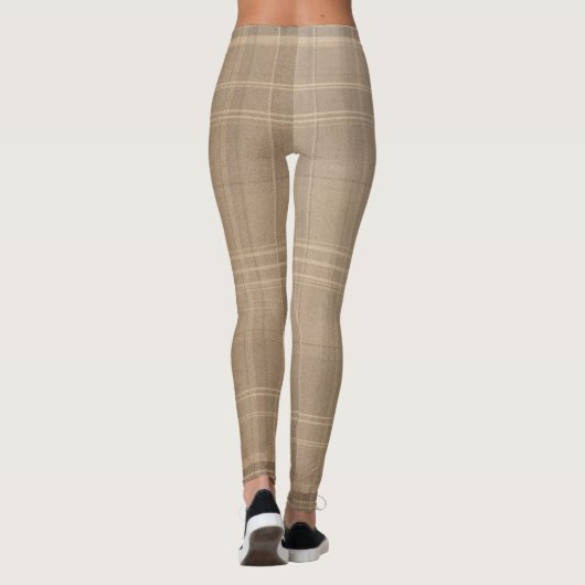 Neutral Taupe Brown Beige Classic Plaid Leggings (Rückseite)
