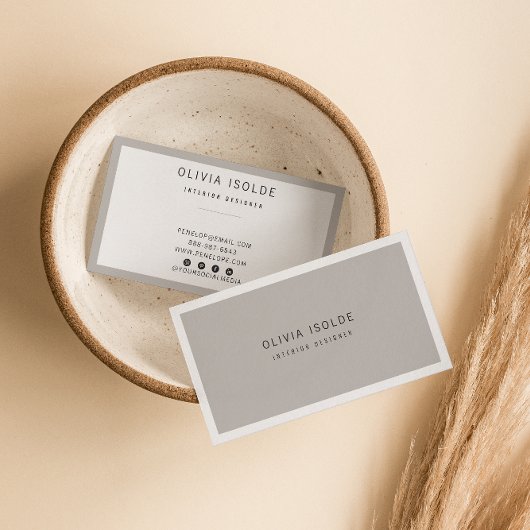 Neutral Taupe Gray Minimalistisch Modern Boho Tren Visitenkarte