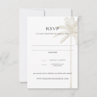 Neutral Taupe Vintag Palm Tree Response Card RSVP Karte