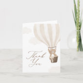 Neutral Teddy Bär Hot Air Ballon Babydusche Dankeskarte (Vorderseite)