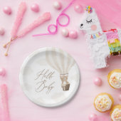 Neutral Teddy Bär Hot Air Ballon Babydusche Pappteller (Party)