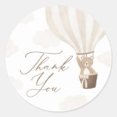 Neutral Teddy Bär Hot Air Ballon Babydusche Runder Aufkleber (Vorderseite)