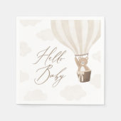 Neutral Teddy Bär Hot Air Ballon Babydusche Serviette (Vorderseite)