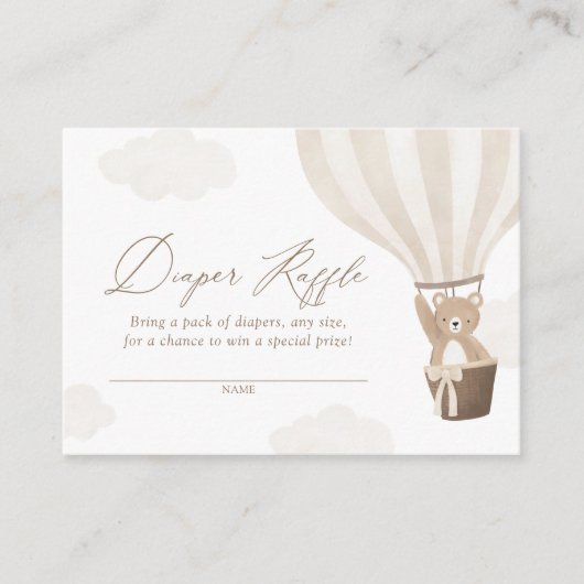 Neutral Teddy Bären Hot Air Ballon Windelwölfe Begleitkarte (Vorderseite)