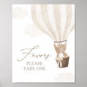 Neutral Teddy Bärenballon Baby Dusche Favorit Schi Poster (Vorne)