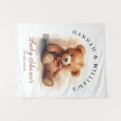 Neutral Teddy Bear Baby Shower Backdrop Wandteppich (Vorderseite (Horizontal))