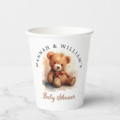 Neutral Teddy Bear Baby Shower Pappbecher (Vorderseite)