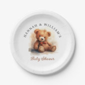 Neutral Teddy Bear Baby Shower Pappteller (Vorderseite)
