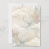 Neutral Teddy Bear Baby Shower Sage Green Balloons Einladung (Rückseite)